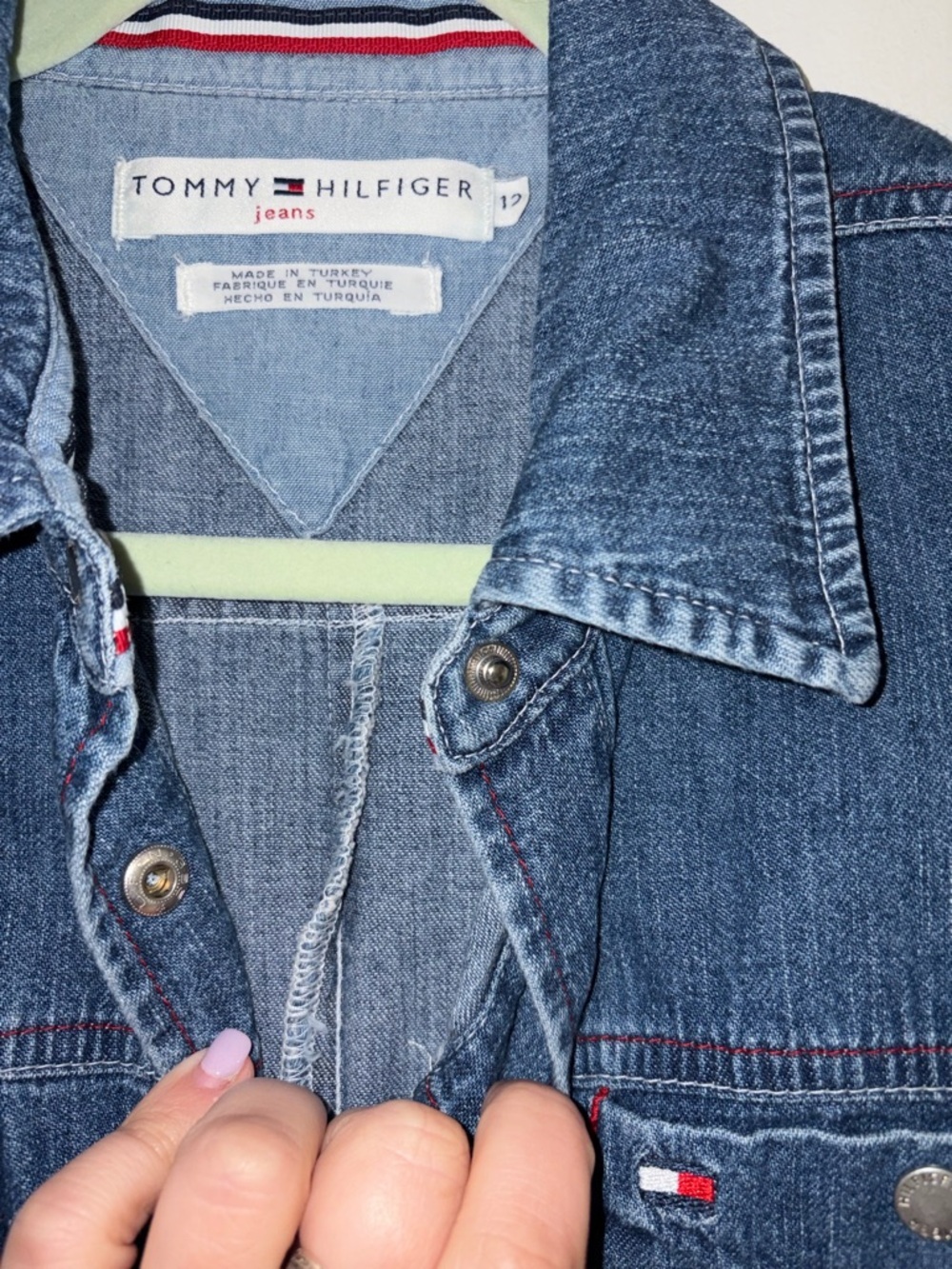 Vintage Tommy Hilfiger Blue Denim Button-Up Shirt Dress - Picture 2 of 9